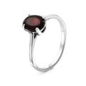 Кольцо из серебра с нат. гранатом родированное