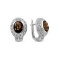 Серьги из серебра с нат. раухтопазом родированное