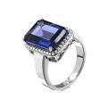 Кольцо из серебра с ситалл цв. танзанит, куб. цирконием родированное 