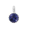 Подвеска из серебра с ситаллом цв.танзанит и куб.цирконием родированная