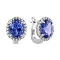 Серьги из серебра с ситаллом цв.танзанит и куб.цирконием родированные