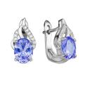 Серьги из серебра с ситаллом цв.танзанит и куб.цирконием родированные