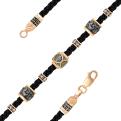 Браслет религиозный из золочёного серебра с чернением и эмалью (на текстильном шнурке, подвижный)