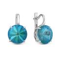 Серьги из серебра с кристаллами Swarovski Лагуна родированные