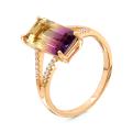 Кольцо из золоченого  серебра с иск. аметрином и куб. цирконием 