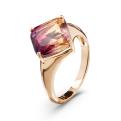 Кольцо из золочёного серебра с иск. аметрином и куб. цирконием 