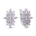 Серьги из серебра с фианитами родированные