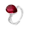 Кольцо из серебра с пл. кварцем рубин и фианитами родированное