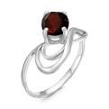 Кольцо из серебра с пл. кварцем цв. гранат родированное