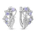Серьги из серебра с фианитами родированные