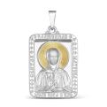 Подвеска-икона из родированного серебра с золочением - св.Матрона