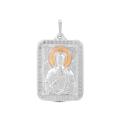Подвеска-икона из родированного серебра с золочением - Ангел Хранитель