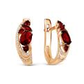 Серьги из золочёного серебра с нат.гранатом и фианитами