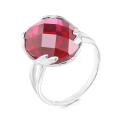 Кольцо из серебра с пл.кварцем цв.рубин родированное