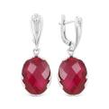 Серьги из серебра с пл.кварцем цв.рубин родированные