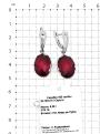 Серьги из серебра с пл.кварцем цв.рубин родированные