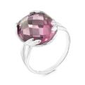 Кольцо из серебра с пл.кварцем цв.александрит родированное