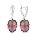 Серьги из серебра с пл.кварцем цв.александрит родированные