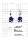 Серьги из серебра с пл.кварцем цв.аметист и фианитами родированные