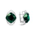 Серьги из серебра с пл.зелёным кварцем родированные