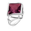 Кольцо из серебра с пл.кварцем цв.родолит родированное