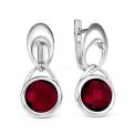 Серьги из серебра с пл.кварцем цв.гранат родированные