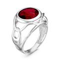 Кольцо из серебра с пл.кварцем цв.гранат родированное