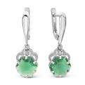 Серьги из серебра с пл.кварцем цв.зеленый аметист и фианитами родированные