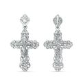 Крест из серебра с фианитами родированный - 4,1 см