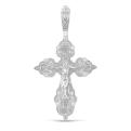 Крест из серебра с фианитами родированный