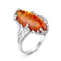 Кольцо из серебра с нат.прес.янтарём родированное
