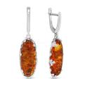 Серьги из серебра с нат.прес.янтарём родированные