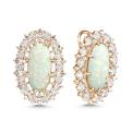 Серьги из золочёного серебра с синт.опалом и фианитами