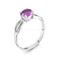 Кольцо из серебра с нат.аметистом родированное