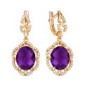 Серьги из золочёного серебра с пл.кварцем цв.аметист и фианитами