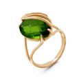 Кольцо из золочёного серебра с пл. зеленым кварцем 