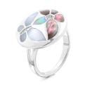 Кольцо из серебра с перламутром и куб. цирконием родированное 