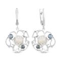 Серьги из серебра с культ. жемчугом и белым перламутром родированные