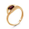 Кольцо из золочёного серебра с нат.гранатом и фианитами