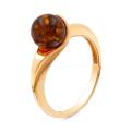 Кольцо из золочёного серебра с пресс.нат.янтарём