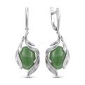 Серьги из серебра с нат.жадеитом родированные