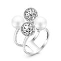 Кольцо из серебра с жемчугом Swarovski родированное