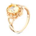 Кольцо из золочёного серебра с нат.цитрином
