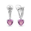 Серьги из серебра с нат.аметистом родированные