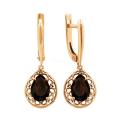Серьги из золочёного серебра с нат.раухтопазом