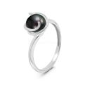 Кольцо из серебра с культ. чёрным жемчугом родированное