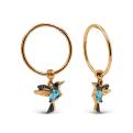 Серьги из золочёного серебра с пл.кварцем цв.топаз Sky, цв.топаз Swiss и цв.черный - Колибри