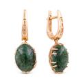 Серьги из золочёного серебра с нат. жадеитом 