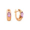 Серьги из золочёного серебра с нат. аметистом 