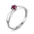 Кольцо из серебра с рубином родированное